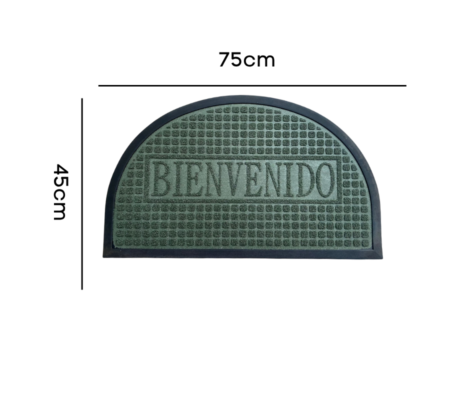 Alfombra de Entrada Media Luna 45x75cm – PVC Antideslizante, Rascadora y Full Color para Interior/Exterior