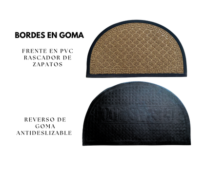 Alfombra de Entrada Media Luna 45x75cm – PVC Antideslizante, Rascadora y Full Color para Interior/Exterior