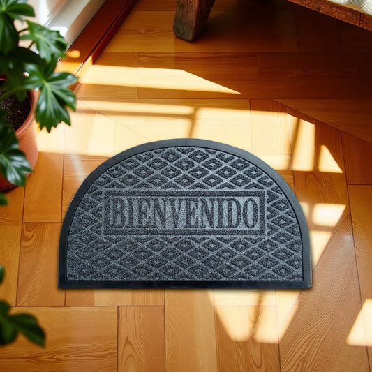 Alfombra de Entrada Media Luna 45x75cm – PVC Antideslizante, Rascadora y Full Color para Interior/Exterior