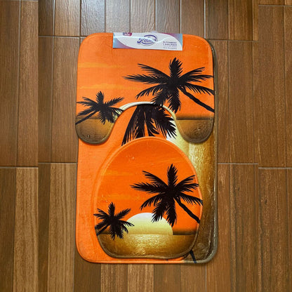 Set de alfombras de 3 piezas bañera diseños 3D suave felpudo ajustable Cubierta De Tapa Para El Inodoro, Alfombra De Piso De Franela Lavable, Decoración De Baño