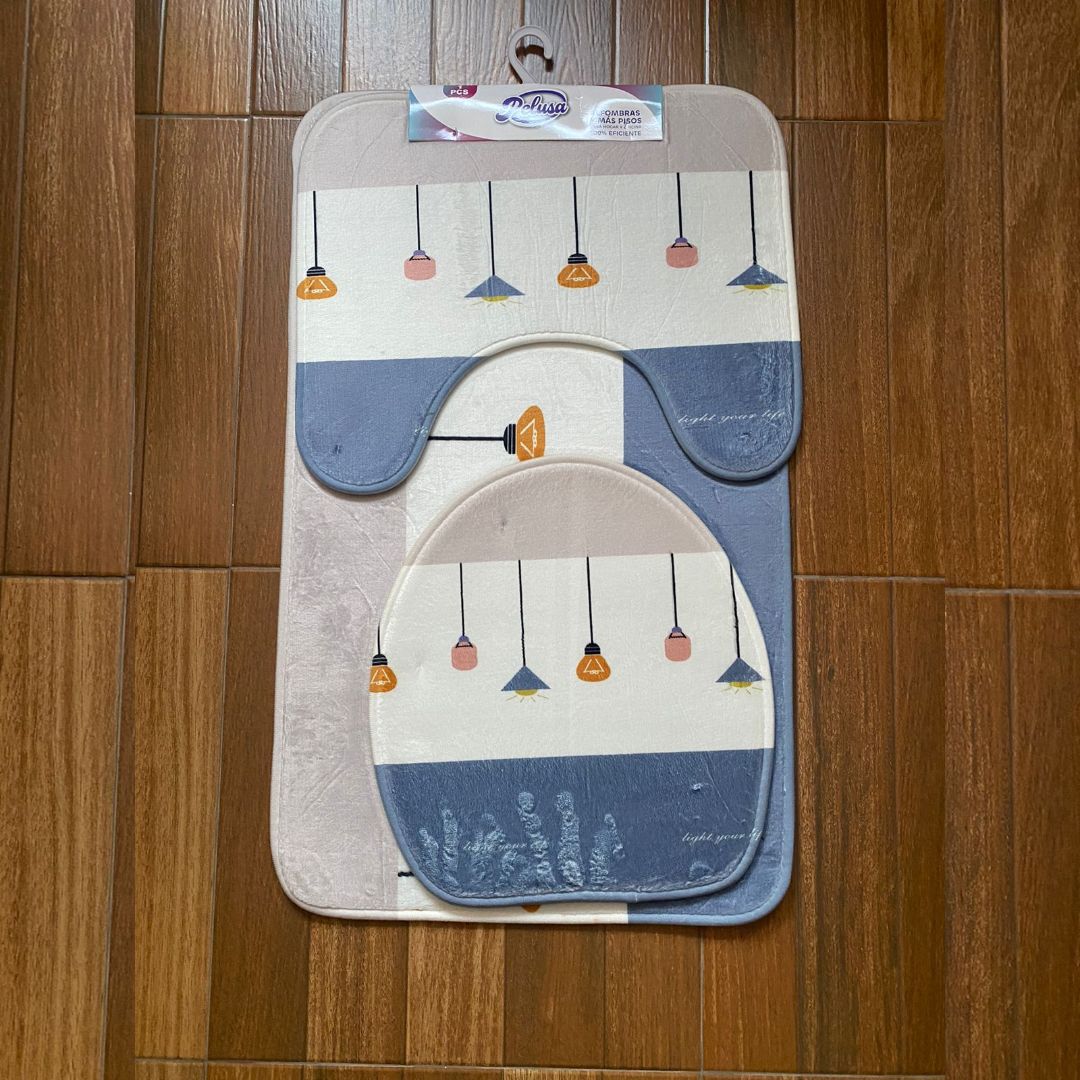 Set de alfombras de 3 piezas bañera diseños 3D suave felpudo ajustable Cubierta De Tapa Para El Inodoro, Alfombra De Piso De Franela Lavable, Decoración De Baño