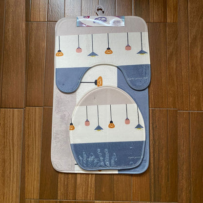 Set de alfombras de 3 piezas bañera diseños 3D suave felpudo ajustable Cubierta De Tapa Para El Inodoro, Alfombra De Piso De Franela Lavable, Decoración De Baño
