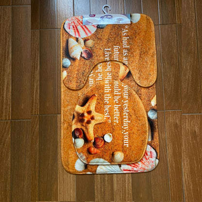 Set de alfombras de 3 piezas bañera diseños 3D suave felpudo ajustable Cubierta De Tapa Para El Inodoro, Alfombra De Piso De Franela Lavable, Decoración De Baño