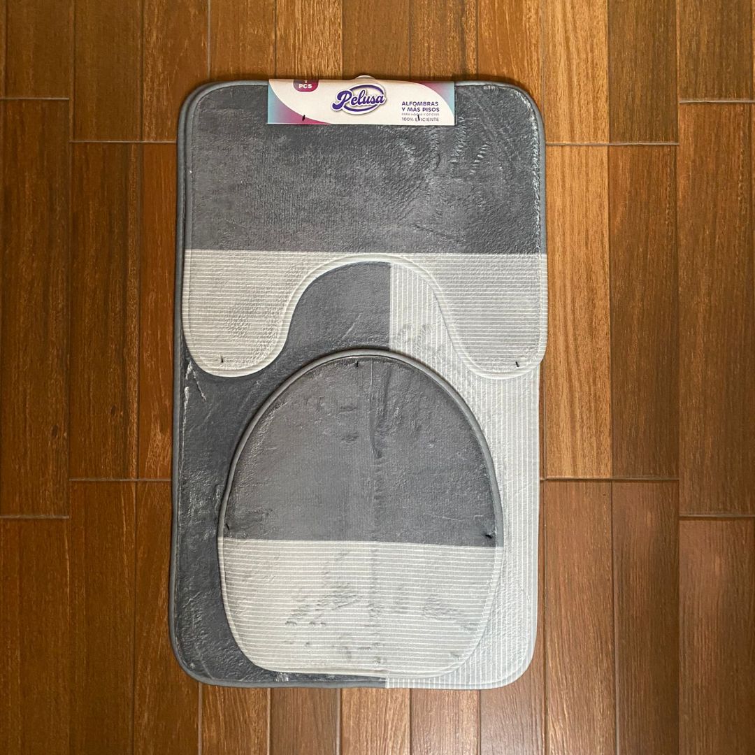 Set de alfombras de 3 piezas bañera diseños 3D suave felpudo ajustable Cubierta De Tapa Para El Inodoro, Alfombra De Piso De Franela Lavable, Decoración De Baño
