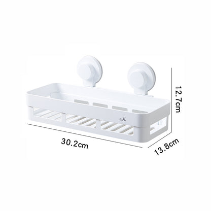 Estante de ducha de esquina montado en la pared Organizador de baño adherente duradero, acabado blanco, perfecto para diferentes tipos de habitaciones