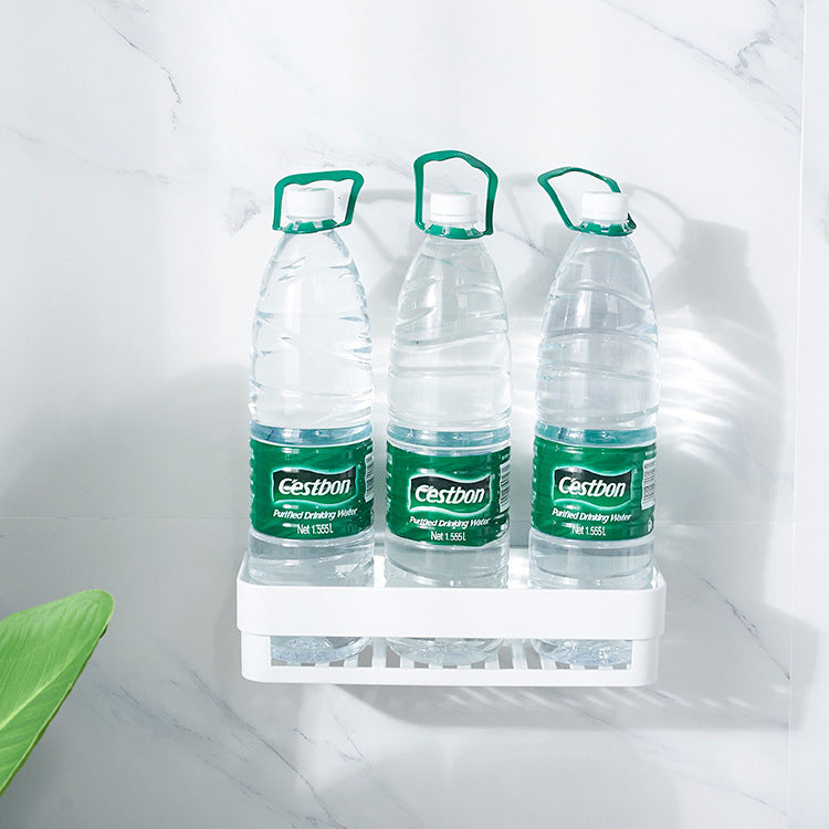 Estante de ducha de esquina montado en la pared Organizador de baño adherente duradero, acabado blanco, perfecto para diferentes tipos de habitaciones